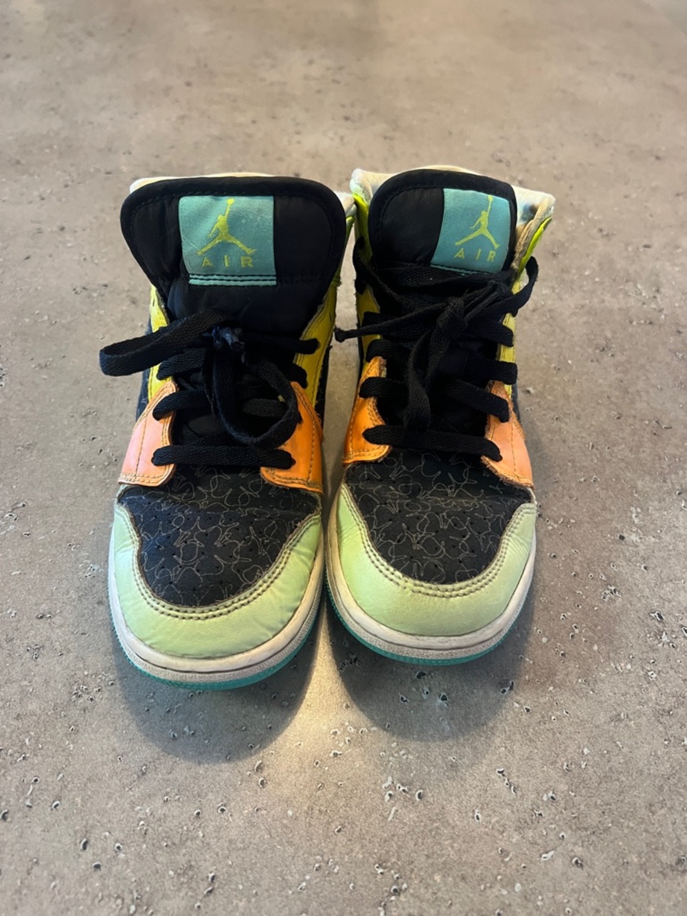 Jordan Kids Multicolor High-Top Sneakers - Black/Green/Orange Size Y5